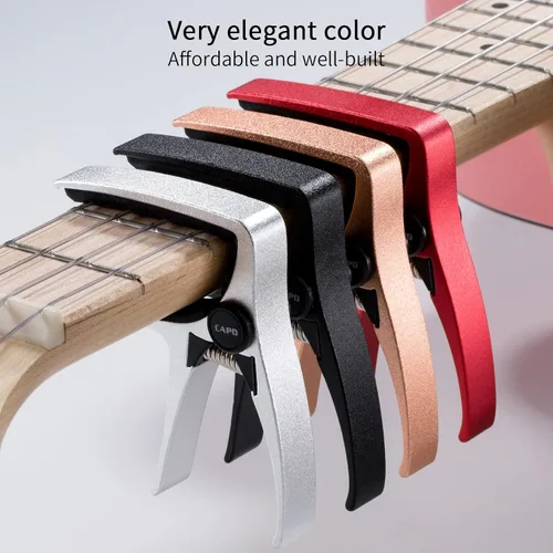 Miniatura 5 de Cejilla de ukelele para guitarra de 4 cuerdas y mandolina, cejilla profesional para ukelele de tamaño mini (Negro)