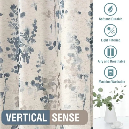 Miniatura 7 de H.VERSAILTEX Cortinas traslúcidas de lino para sala de estar, cortinas de 84 pulgadas de largo que filtran la luz, con bolsillo para barra, cortinas