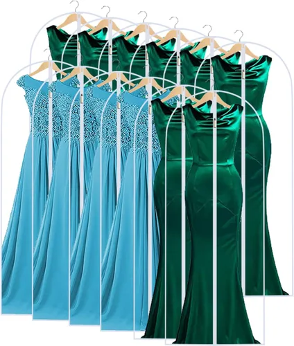 Miniatura 9 de Bolsas transparentes para colgar ropa, 40 pulgadas (juego de 6), bolsas de traje para almacenamiento en armario, bolsas de plástico a prueba