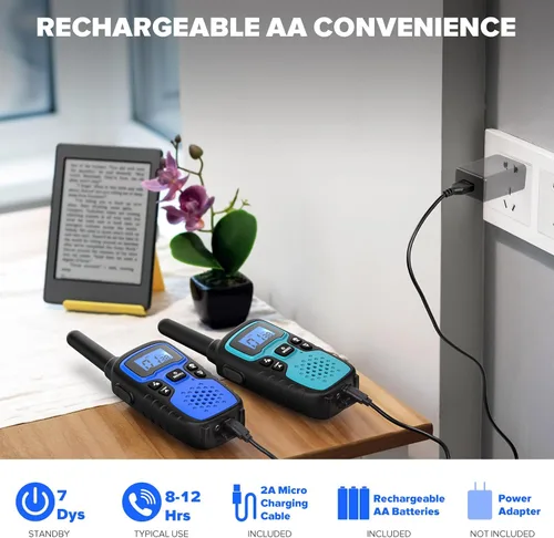 Miniatura 3 de Wishouse Walkie Talkies para Niños y Adultos - Radios de 2 Vías Recargables de Largo Alcance, Regalo, Accesorios para Senderismo, Equipo de Camping