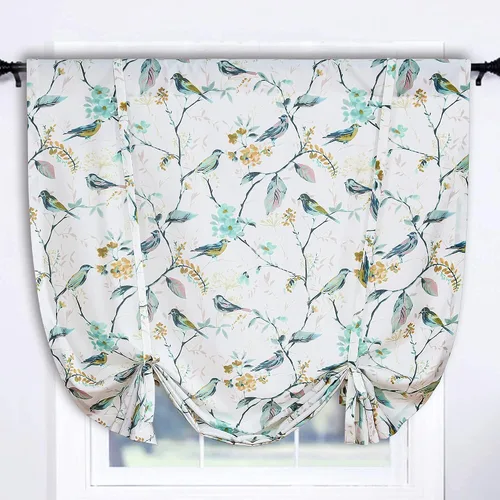 Miniatura 33 de Leeva - Cortinas pequeñas con estampado de pájaros, 24 pulgadas de largo, conjunto de paneles para ventanas, diseño de estampado de pájaros