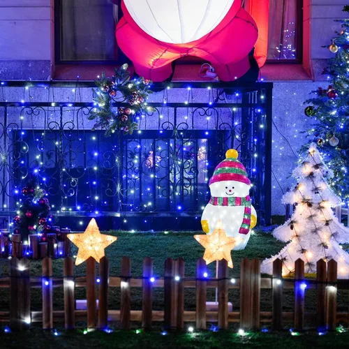 Miniatura 5 de JMEXSUSS Guirnalda de luces de Navidad de 200 LED azules y blancas, 66 pies, de exterior, expansible, para árbol, fiesta o decoración de hogar