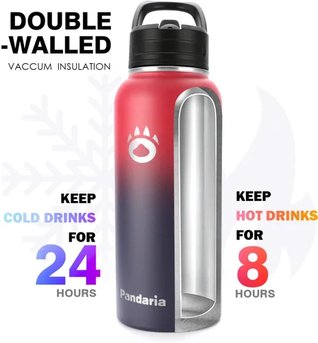Miniatura 3 de Insulated Water Bottle 32oz, Stainless Steel Water Bottle with Straw & Spout Lids & Paracord Handle with Straw Vampire