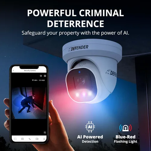 Miniatura 4 de Defender Sistema de cámara de seguridad Sentinel Pro Turret 8CH NVR PoE, 4 cámaras de torreta de metal, gran angular de 109°, clasificación IP66