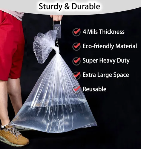 Miniatura 4 de Paquete de 2 fundas para bolsas de golf, 31 x 62 pulgadas, extra grandes, transparentes con cordón, bolsas de almacenamiento de plástico, buenas