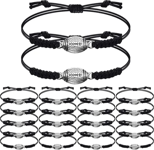 Hicarer 20 pulseras de fútbol ajustables con dijes de fútbol, regalos de fútbol para mujeres y hombres, la mayoría de jugadores de equipo deportivo