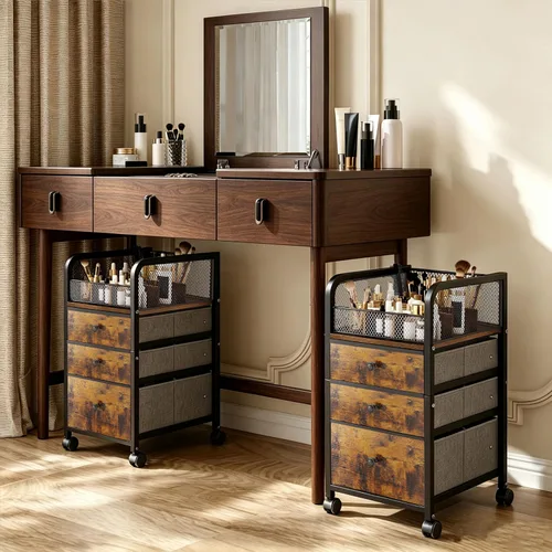 Carrito de maquillaje rodante, organizador de maquillaje con cajones, carrito de almacenamiento de maquillaje rodante para baño, soporte para