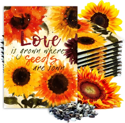 Seed Needs, Paquete de semillas de girasol, recuerdos de fiesta, paquetes prellenados para repartir (ideal para bodas, despedidas de soltera,