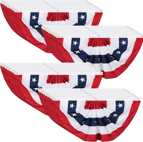 Miniatura 9 de Tatuo 9 banderas plisadas de abanico de 2 x 4 pies para el aniversario del 250 aniversario, decoraciones patrióticas del 4 de julio, bandera
