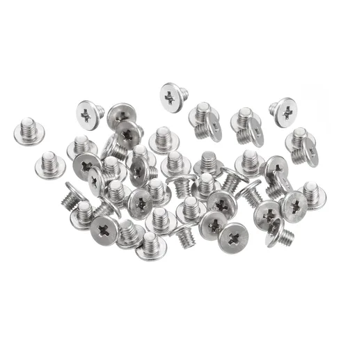 Miniatura 38 de Uxcell M1-0.25 x 2 mm 50 piezas Tornillos de cabeza plana redonda 304 de acero inoxidable Phillips Drive tornillos de máquina para fijación