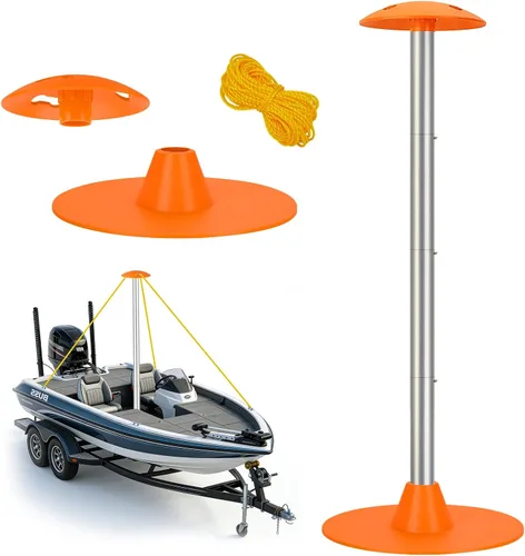 Miniatura 10 de Sistemas de postes de soporte para cubierta de barco con cuerdas de polietileno anti-UV y base de ABS de 9 pulgadas, poste de soporte altamente Azul