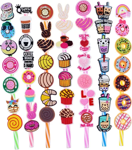 Miniatura 7 de 30 adornos de pajita, lindo vaso de verano con pajita, bonita decoración de fiesta para popotes, sorbetes para jugos, cóctel de verano, fiesta