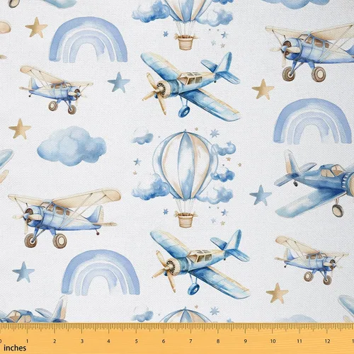 Miniatura 15 de The Yard - Tela floral vintage de copos de nieve de ciervo, oso de ciervo, para niños, adolescentes, estilo granja, animales salvajes, plantas Azul