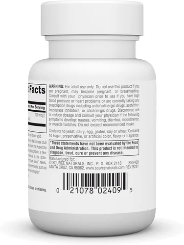 Miniatura 3 de Source Naturals Huperzina A - 100 mcg para el aprendizaje y la memoria - 60 Tabletas