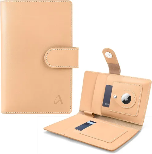 ALLIVE Portapasaporte para Viaje Familiar, Cartera de Pasaporte de Cuero Genuino con Ranura para AirTag, Organizador de Documentos de Viaje con