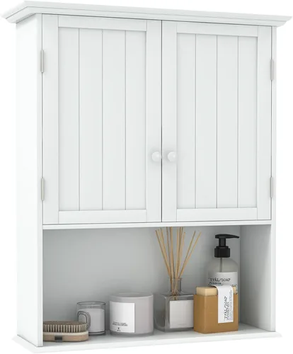 Miniatura 5 de Gabinetes de medicina de montaje en pared de 28 pulgadas de alto x 23.5 pulgadas de ancho con estante ajustable y 2 puertas para baño y sala de estar