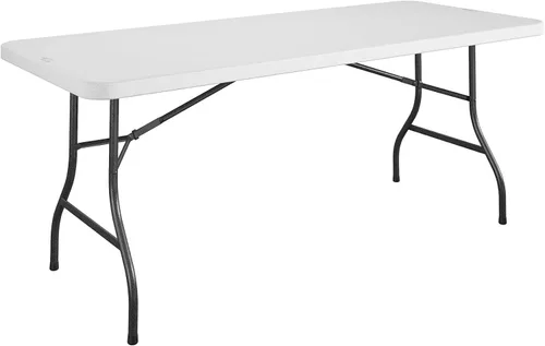 Miniatura 14 de COSCO Mesa de banquete plegable por la mitad de 6 pies con asa, negro