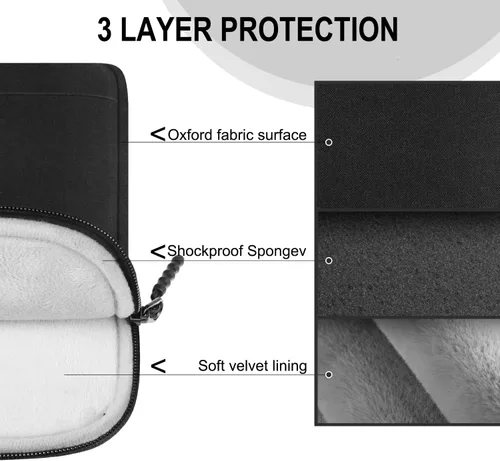Miniatura 4 de Funda para laptop de 15.6 pulgadas, a prueba de golpes, funda protectora para computadora con bolsillo frontal, resistente al agua, duradera, bolsa
