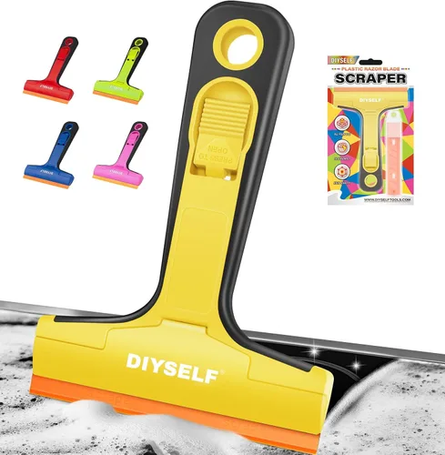 Miniatura 14 de DIYSELF Rascador de Cuchilla de Afeitar, 1 Paquete de Herramienta Rascadora con 10 Piezas de Cuchillas de 4 Pulgadas, Rascador de Cuchilla