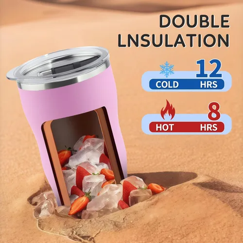 Miniatura 3 de Vaso aislado de 20 onzas con popote y tapa, taza de café de acero inoxidable, taza de viaje al vacío de doble pared, vaso de café helado a prueba
