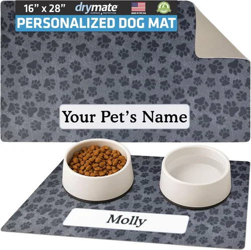 Miniatura 7 de Drymate Mantel individual personalizado para tazón de mascotas, tapete personalizado de alimentación de alimentos para perros y gatos, tela Lino