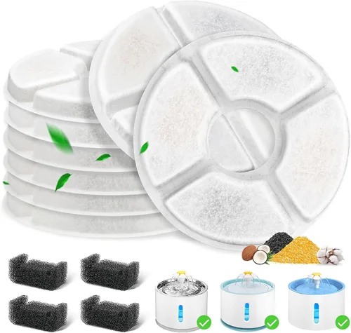 Miniatura 10 de Repuesto de filtro de fuente de agua para gatos, 4 filtros de fuente de gato de 5 pulgadas de diámetro con sistema de 3 filtraciones, filtros