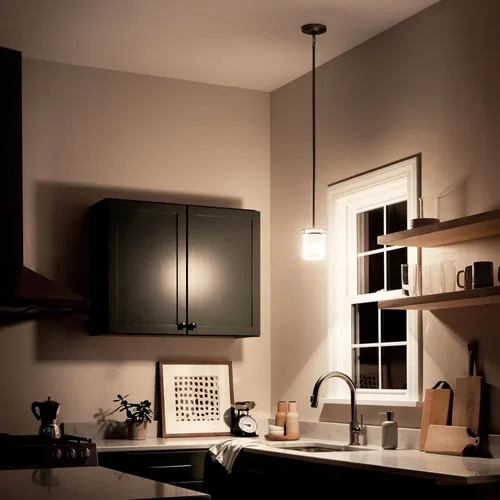 Miniatura 6 de Kichler Hendrik - Mini lámpara colgante de 1 luz con cristal de ópalo grabado satinado en níquel cepillado para cocina, isla y comedor