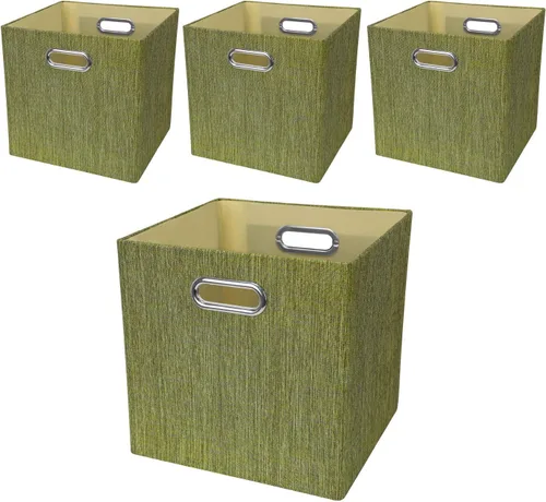 Miniatura 33 de Posprica Cubos de almacenamiento plegables, 11 x 11 x 11 pulgadas, contenedores de tela, 4 unidades, color beige