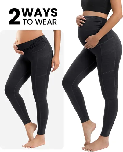Miniatura 2 de IUGA Leggings de maternidad sobre el vientre, leggings de entrenamiento de maternidad con bolsillos, leggings de embarazo para mujer, ropa deportiva