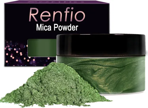 Miniatura 32 de Renfio Polvo de mica, polvo de mica de 60 colores para resina epoxi natural, pigmento de color, pigmento en polvo, botellas de 0.25 onzas, pigmentos