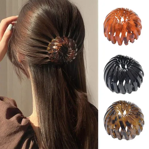 Miniatura 2 de Blue Birds - Pinzas para el pelo de nido de pájaro, pinzas para el pelo con cabeza de albóndiga, pinzas expandibles para cola de caballo y pasadores