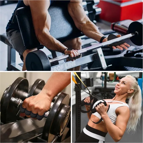 Miniatura 7 de Stealth Sports Almohadillas de agarre de gimnasio para levantamiento de pesas, almohadillas de neopreno antideslizantes, sustituto de guantes