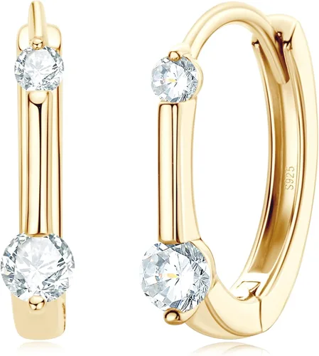 Aretes de aro de moissanita para mujer, plata de ley 925 D-E, aretes de aro de moissanita chapados en oro blanco de 14 quilates, hipoalergénicos,