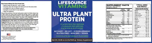 Miniatura 4 de LifeSource Ultra Plant Protein - Proteína vegana cruda a base de plantas, chocolate, 2.2 libras