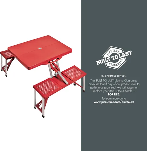 Miniatura 8 de Picnic TIME Coca-Cola - Mesa de picnic plegable con asientos, juego de mesa y banco de aluminio plegable con agujero para paraguas, mesa portátil