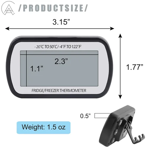 Miniatura 5 de AEVETE Termómetro de Refrigerador Digital Termómetro de Frigorífico y Congelador con Parte Posterior Magnética, LCD Grande, Sin Frivolidades, Fácil