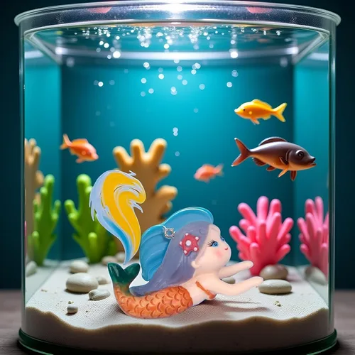 Miniatura 4 de GANPUB Decoración flotante de pecera, sirena de peces de acuario, adornos, decoración llamativa, dibujos animados de mascotas acuáticas, figuras