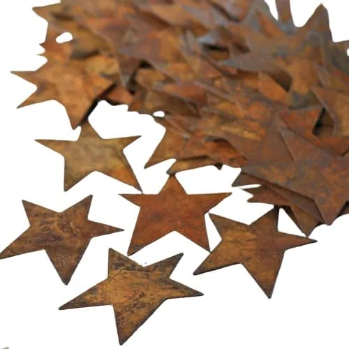 Miniatura 14 de Paquete de 36 recortes de estrella de hojalata oxidada, estrellas de metal oxidadas para manualidades – Primitivo, rústico campestre, manualidades