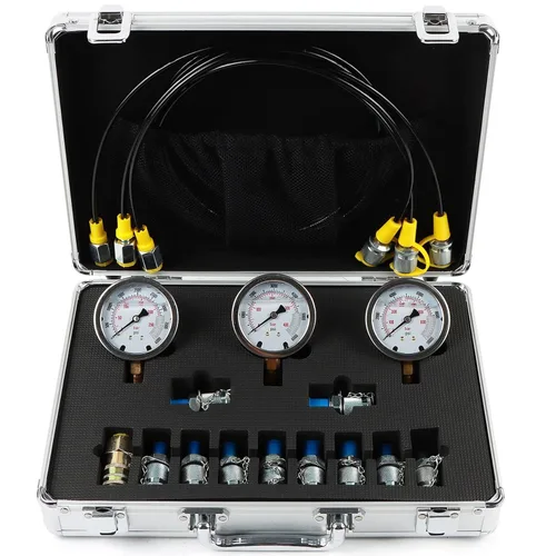 Kit de prueba de presión hidráulica 25/40/60Mpa, 3 calibres 11 acoplamientos 3 mangueras de prueba, kit de manómetro hidráulico para excavadoras