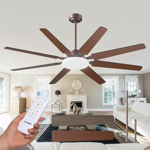 Miniatura 16 de Amico Ventiladores de techo de 64 pulgadas con luces, ventilador de techo grande con luz y control remoto, regulable, motor de CC silencioso