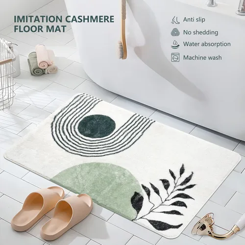 Miniatura 2 de APROPHIC Alfombras de baño bohemias de 17 x 24 pulgadas para decoración de baño, tapete de baño antideslizante de microfibra de felpa absorbente