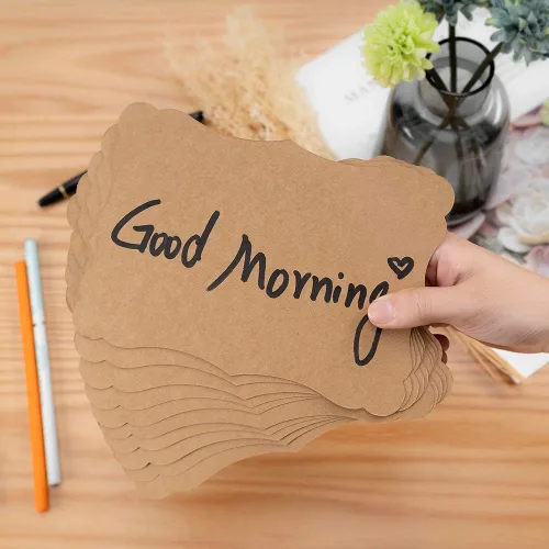 Miniatura 6 de Paquete de 50 tarjetas de papel kraft en blanco, cartulina, papel grueso, color marrón, tarjetas de felicitación para menús de tarjetas de regalo