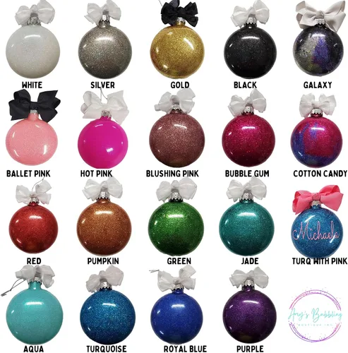 Miniatura 6 de Adorno de Navidad personalizado relleno de purpurina hecho a medida, regalo ideal para fiesta de intercambio de regalos de oficina (Aqua)