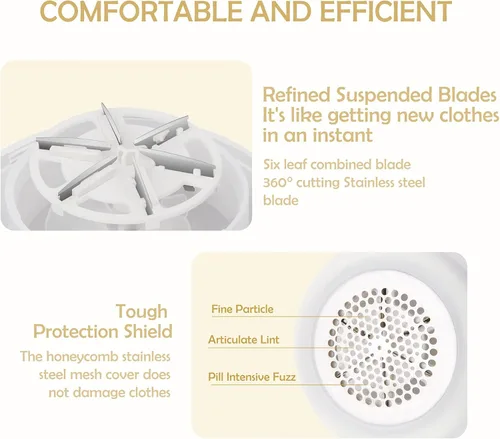Miniatura 4 de Scienbeauty Afeitadora de tela recargable, removedor de pelusa eléctrico con luz, afeitadora de suéter con 6 cuchillas de acero inoxidable, doble