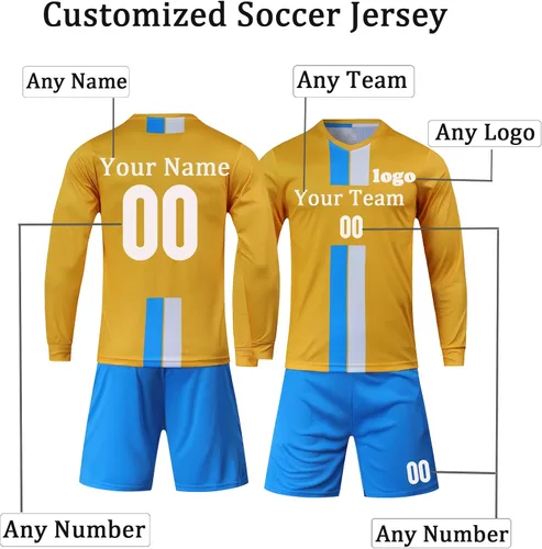 Miniatura 2 de Camiseta de fútbol de portero personalizada para adultosniños, manga larga personalizada y pantalones con logotipo del
