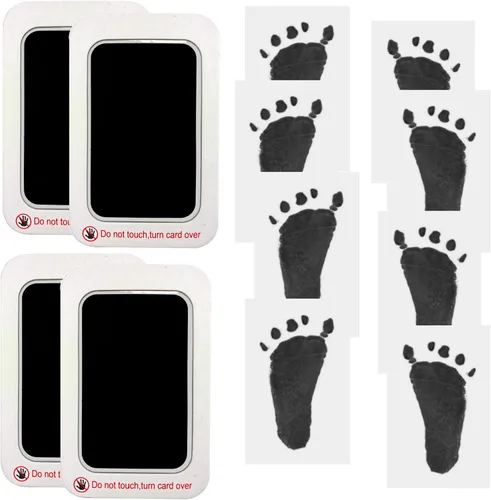 Miniatura 3 de RIKWOG Kit de huellas de bebé y huellas de manos, 2 almohadillas negras de impresión sin tinta + 4 tarjetas de impresión, kit de huellas de perro