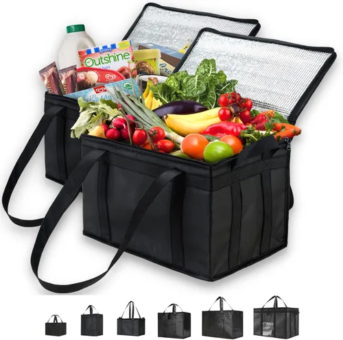 Miniatura 50 de NZ home Durable 3XL PRO Bolsa Térmica Aislada y Calentador de Alimentos para Entrega y Compras de Comestibles con Cremallera Superior, Azul Grado