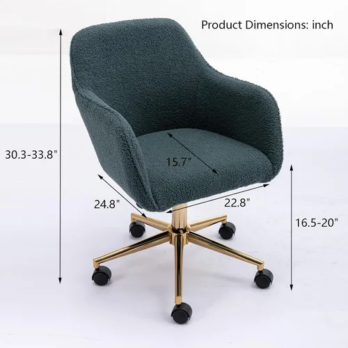 Miniatura 2 de Silla de oficina en casa, silla de escritorio peluda, silla de tocador tapizada y esponjosa, silla de trabajo moderna, silla giratoria ajustable