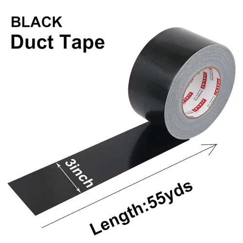 Miniatura 3 de JIALAI HOME Cinta adhesiva negra de 3 pulgadas de ancho, grado industrial 3 x 55 yardas (164 pies), 9 mil de alta resistencia, impermeable, fuerte