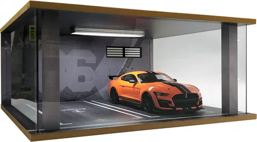 Miniatura 6 de Vitrina de coche modelo a escala 1/18 – vitrina de garaje de coche 1:18 con cubierta de acrílico transparente e iluminación LED para automóviles